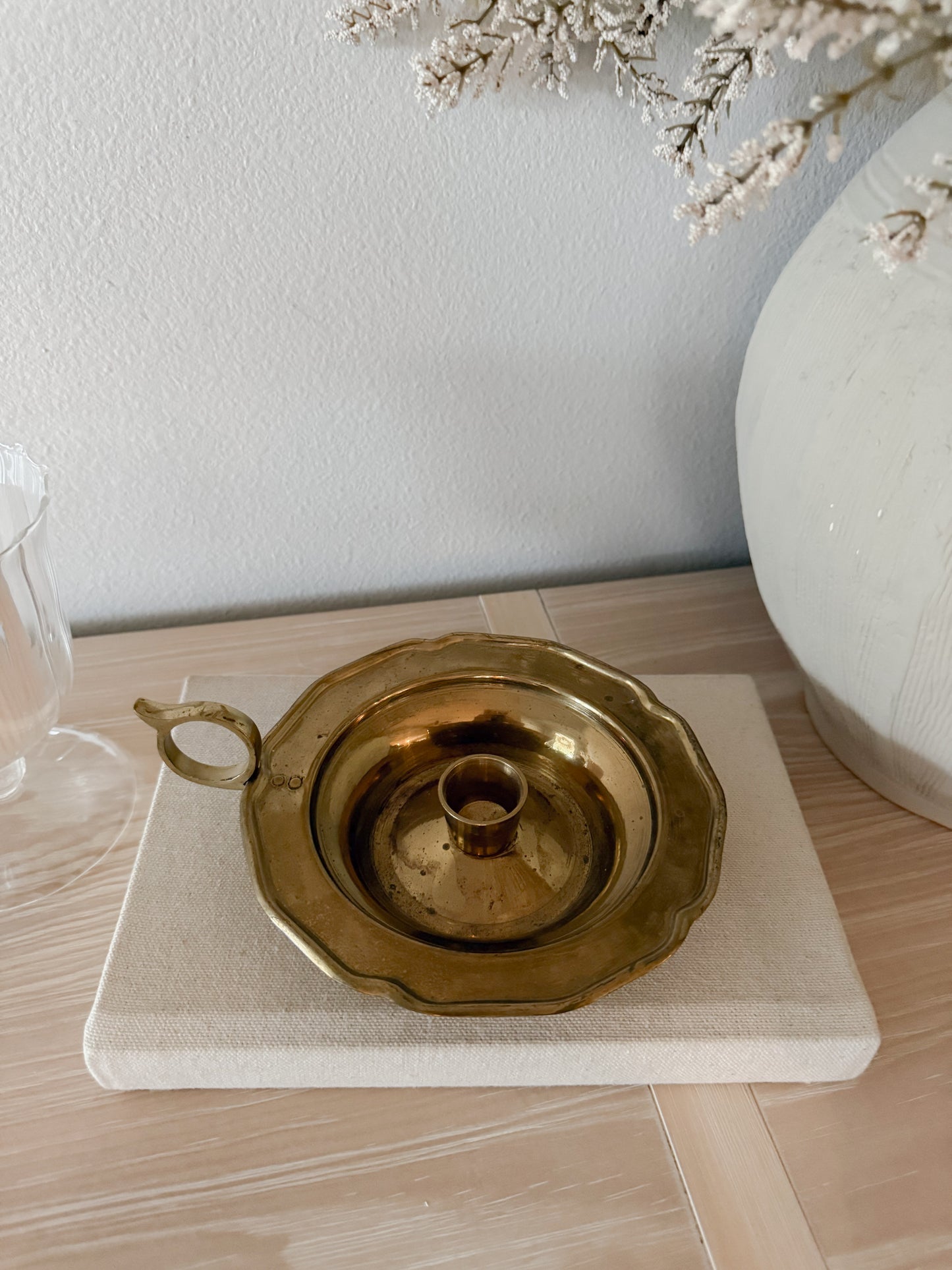 Vintage Scalloped Brass Candleholder