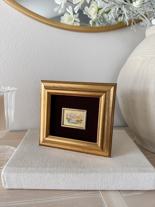 Vintage Italian Miniature Serigraph Art on Gold Leaf