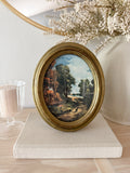 Vintage Italian Gold Oval Frame with Landscape Print