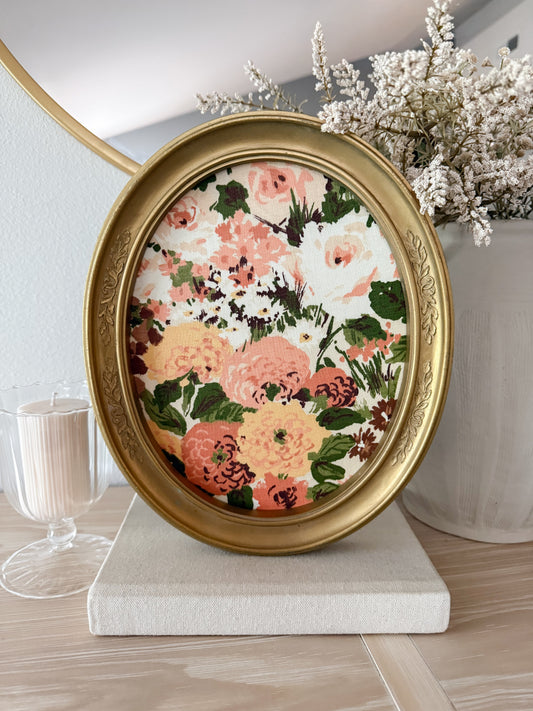 Vintage Homco Gold Frame with Vintage Floral Fabric