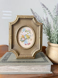 Vintage Homco Gold Faux-Bamboo Frame with Floral Print