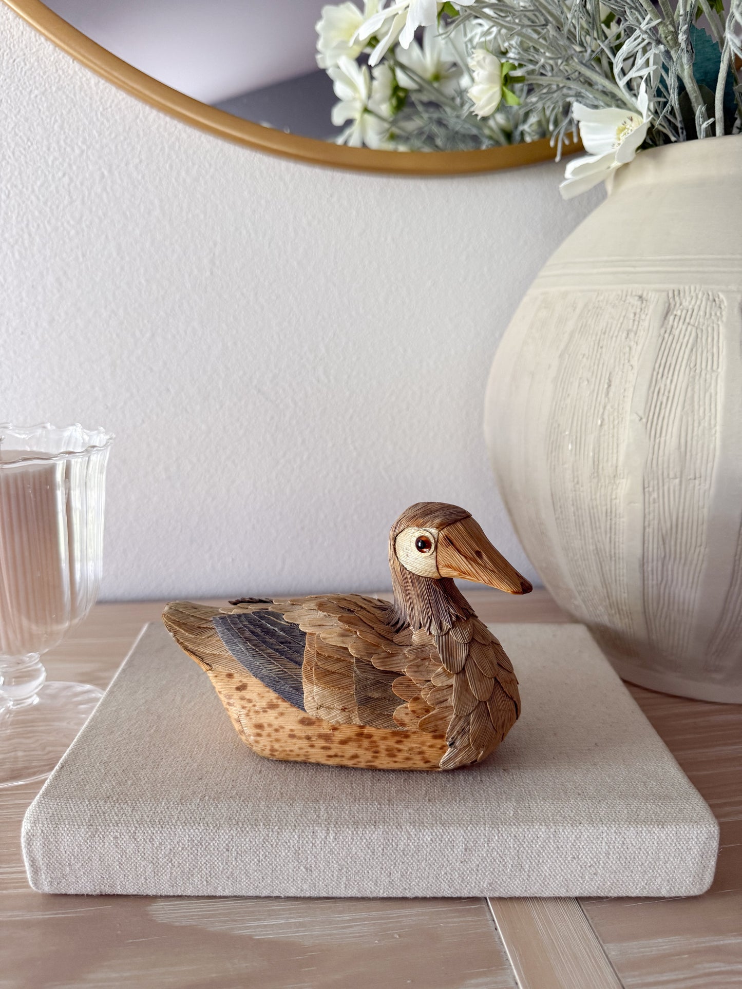 Vintage Folk Art Handmade Fiber Duck