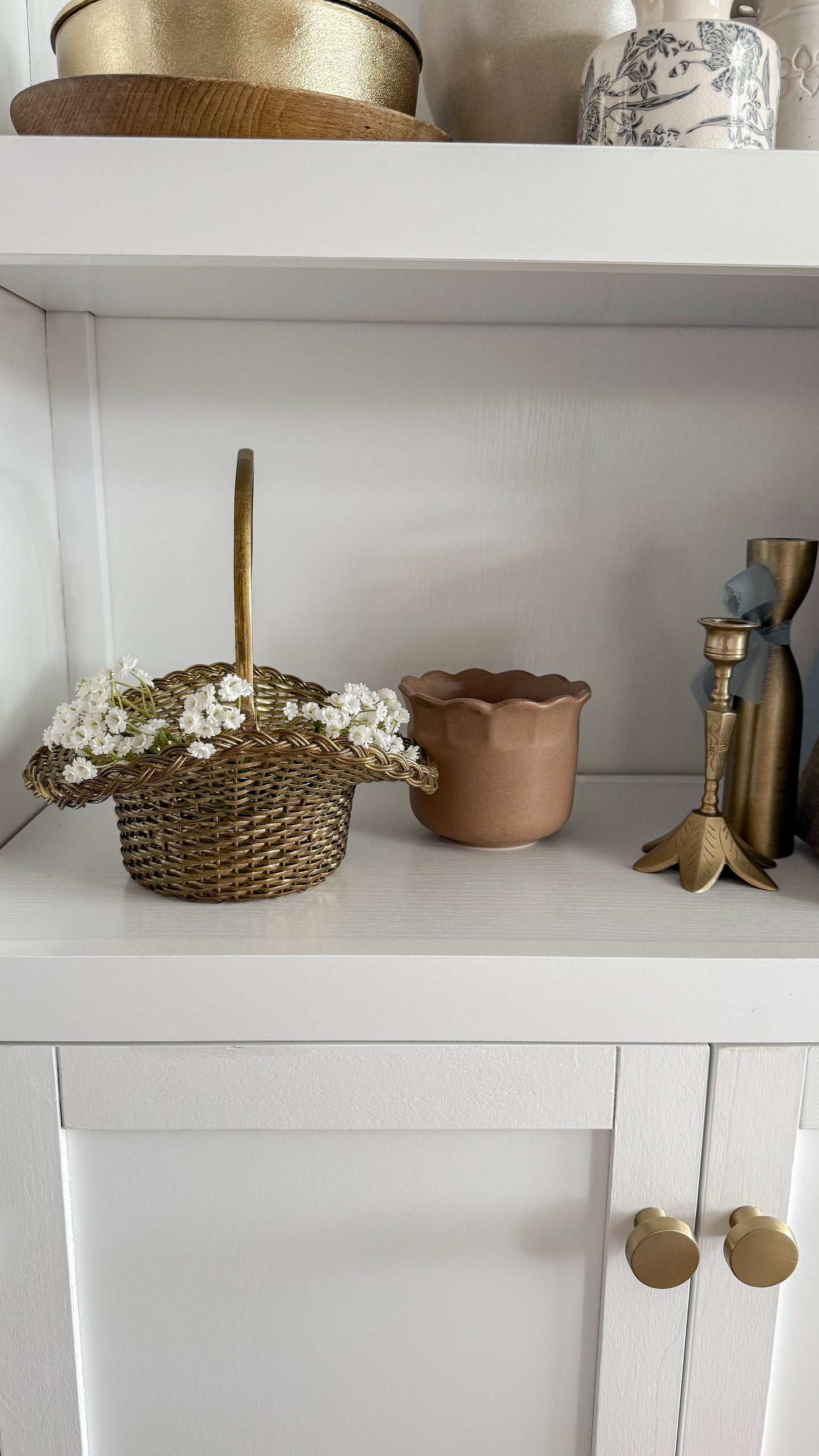 Vintage Brass Woven Basket