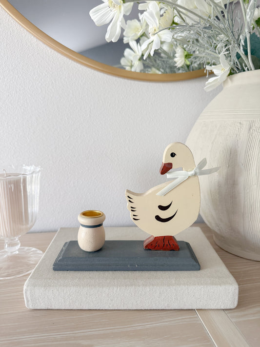 Vintage Painted Goose Candleholder