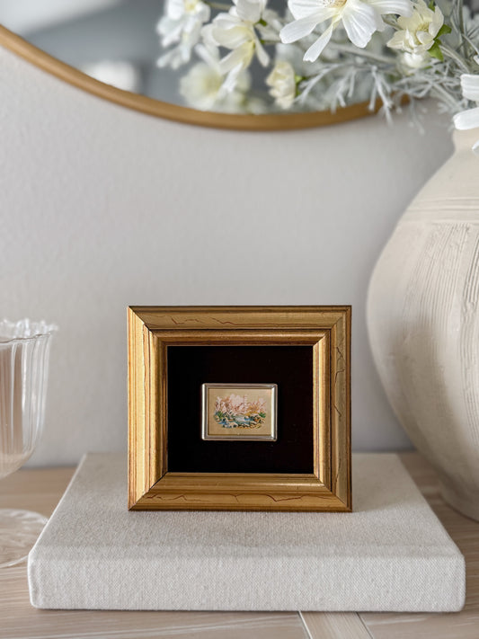 Vintage Italian Miniature Serigraph Art on Gold Leaf