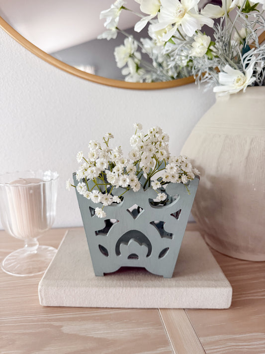 Homco Blue Ornate Planter Holder