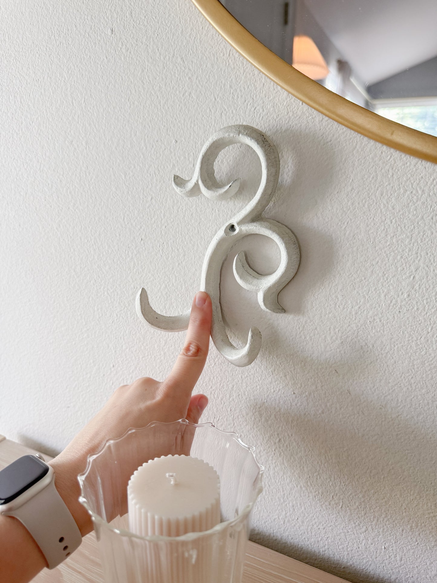White Cast Iron Vine Wall Hook