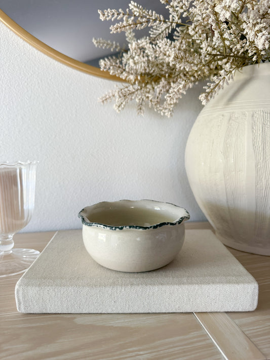 Vintage Scalloped Pottery Dish