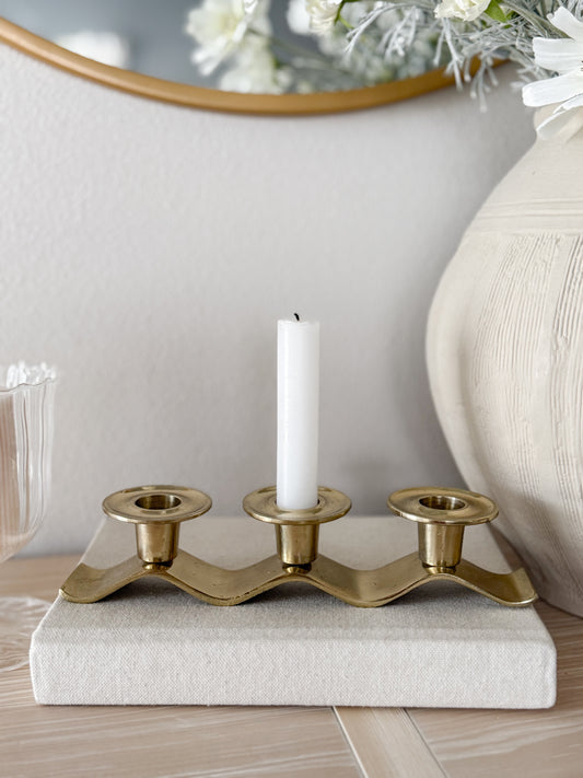 Vintage Brass Wavy Coastal Candleholder