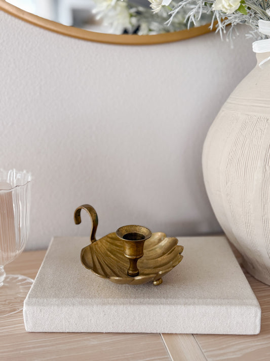 Vintage Brass Shell Candleholder