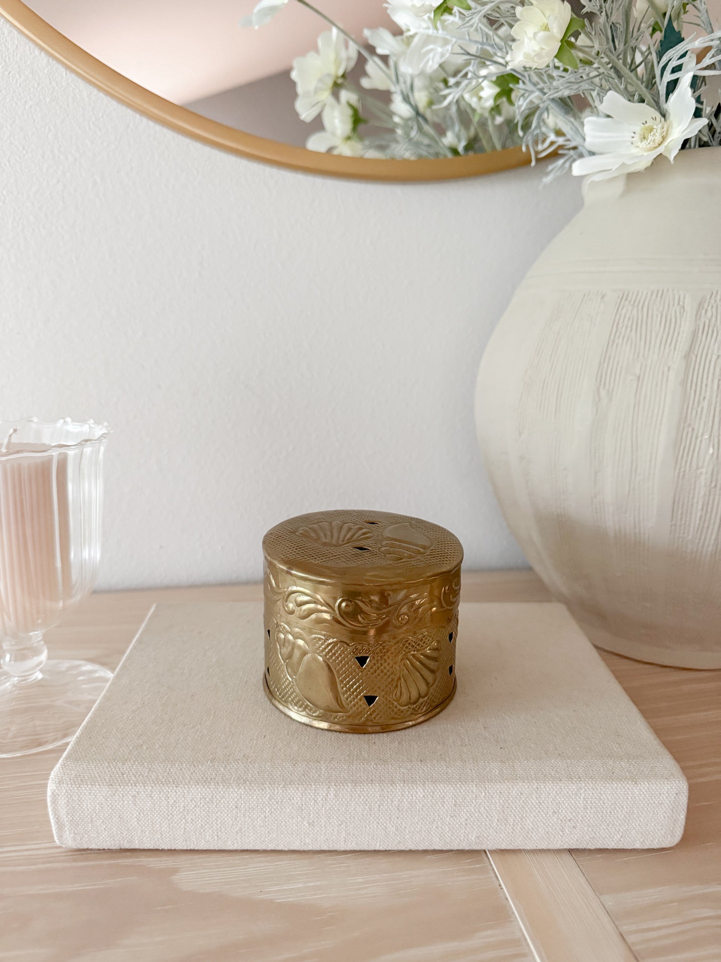 Vintage Brass Seashell Canister