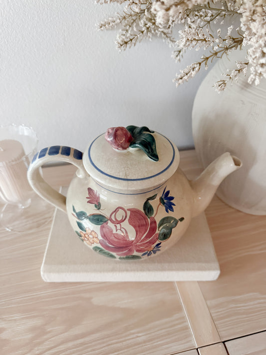 Vintage Red Wing Pottery Floral Teapot