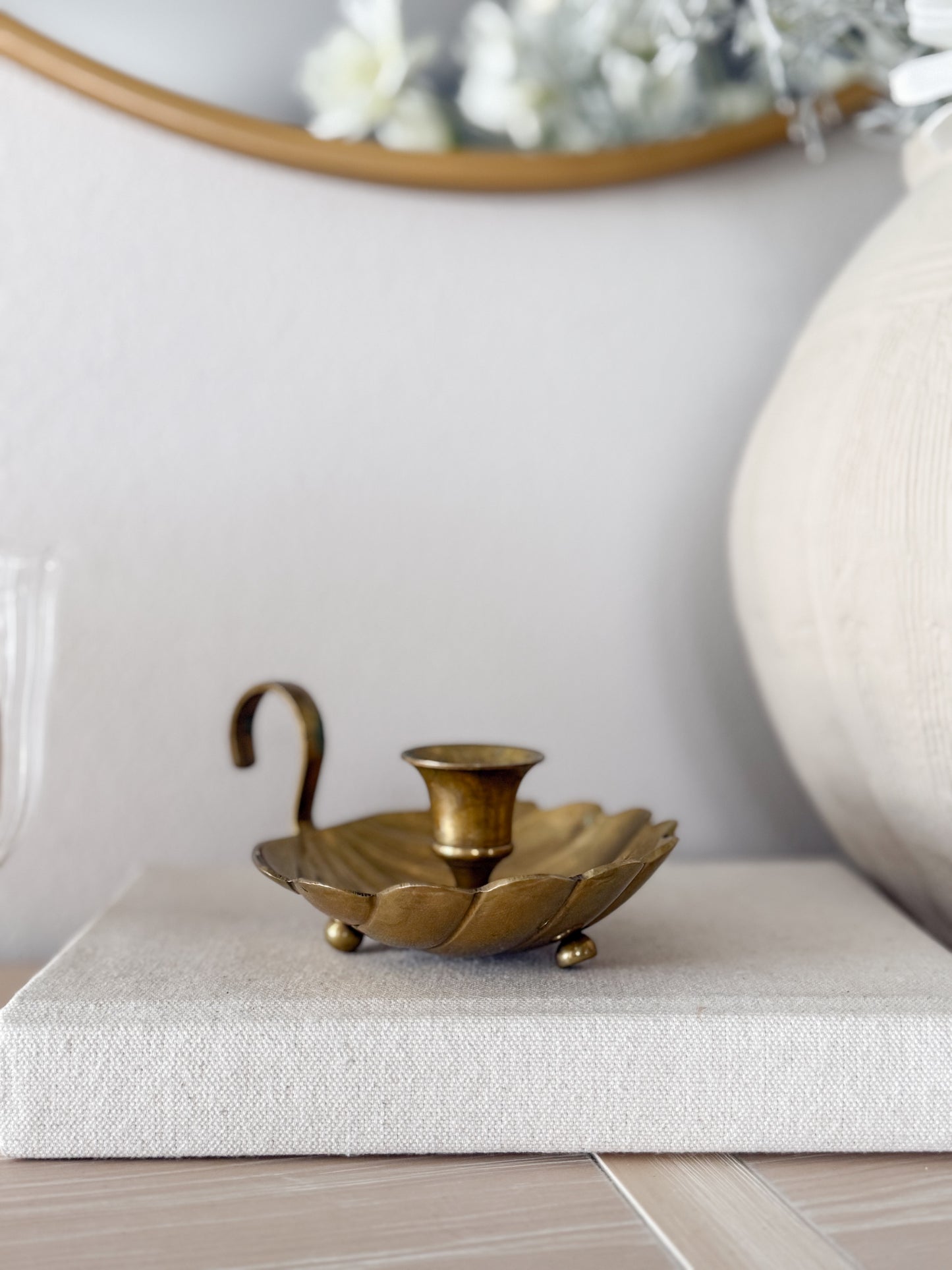 Vintage Brass Shell Candleholder