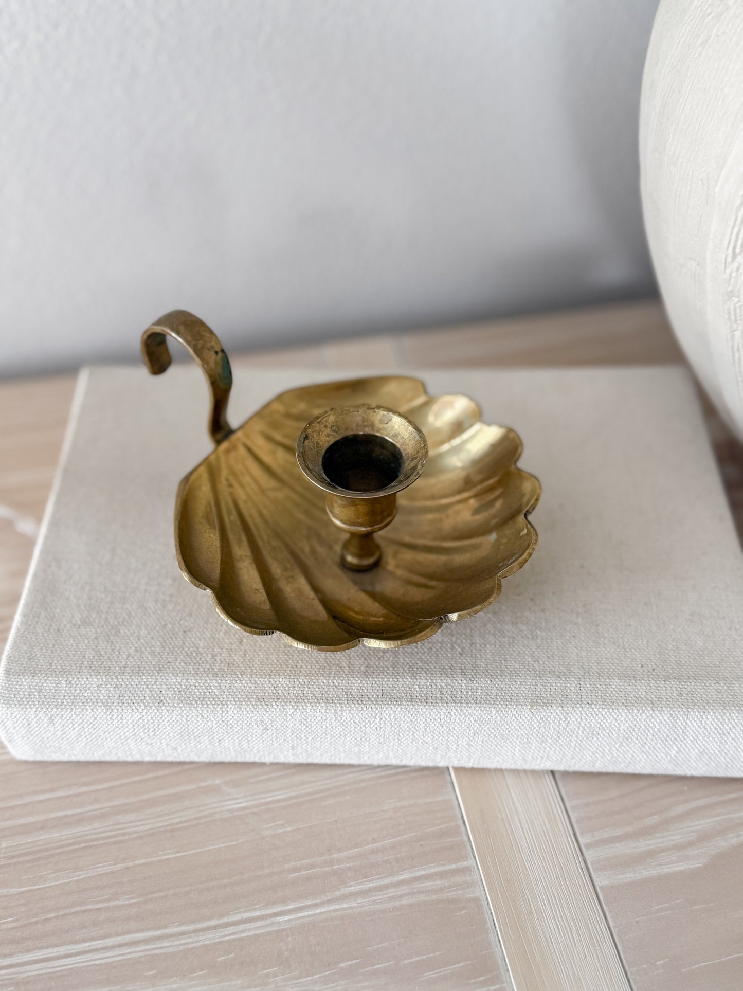 Vintage Brass Shell Candleholder