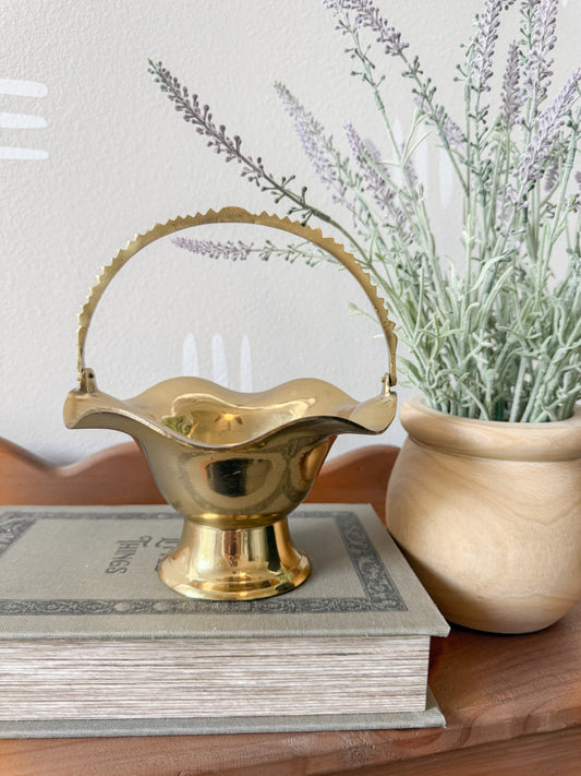 Vintage Brass Scalloped Basket