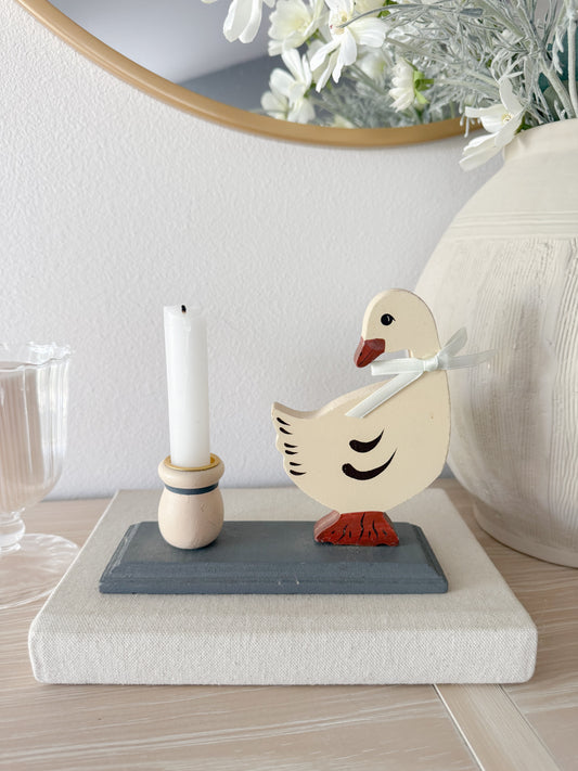 Vintage Painted Goose Candleholder
