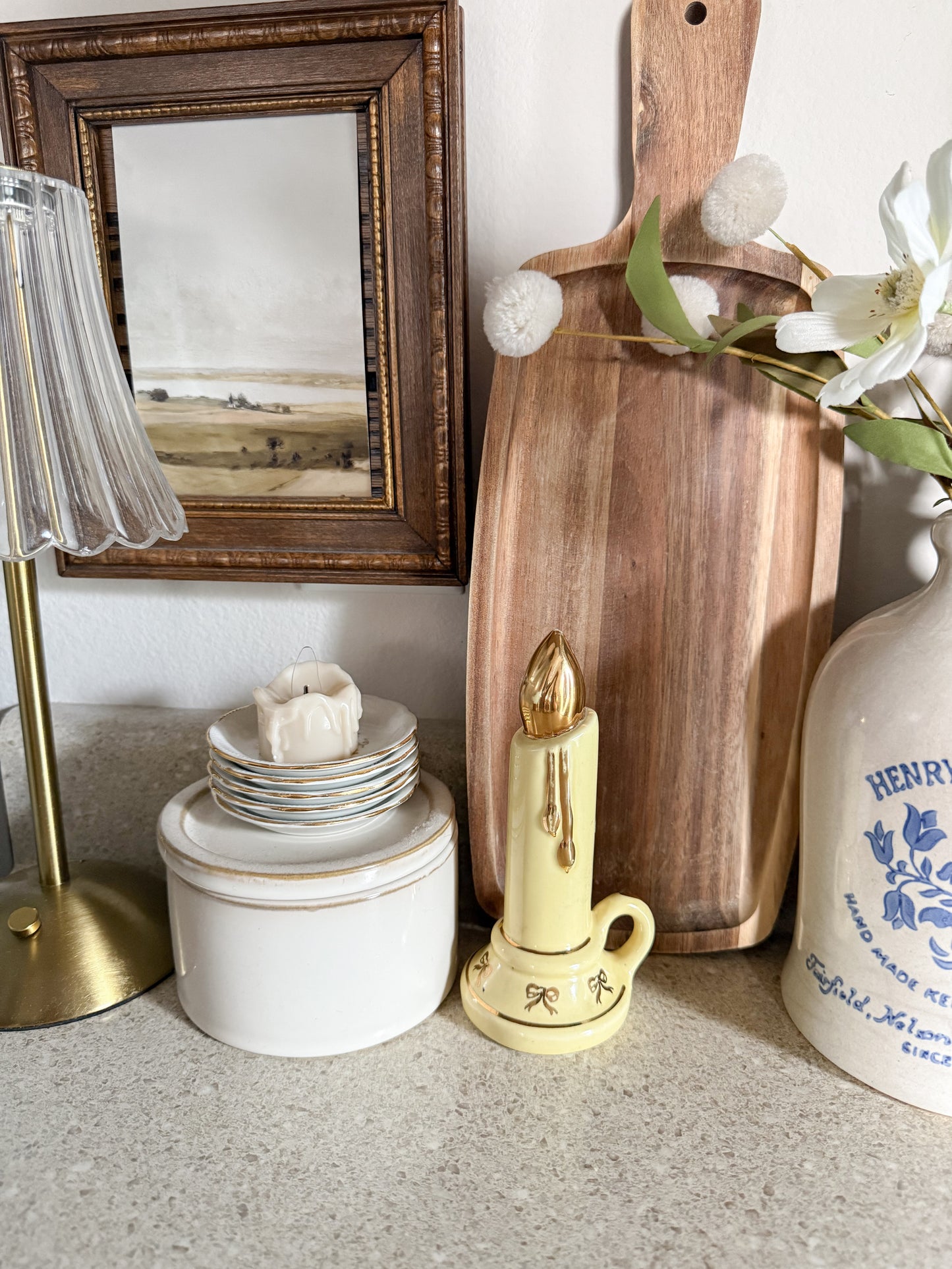 Vintage Yellow/Gold Bow Candle S+P Shakers