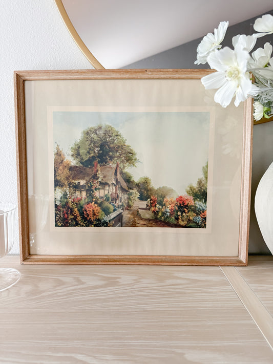Vintage Framed Cottage Garden Print