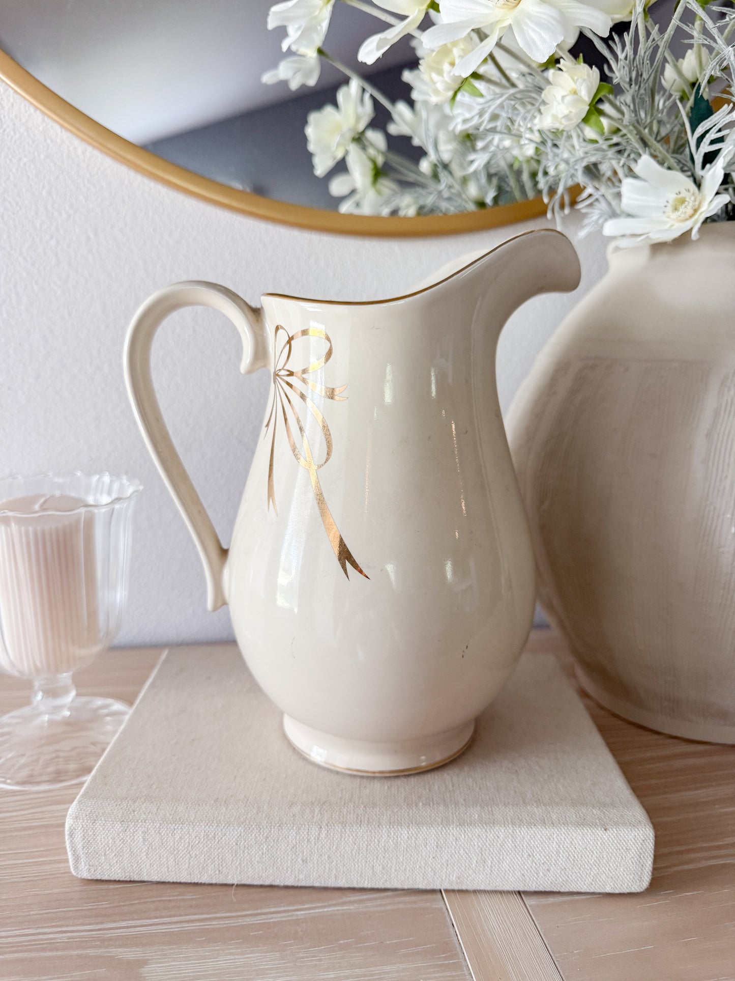 Vintage Large Bow Pitcher Vase