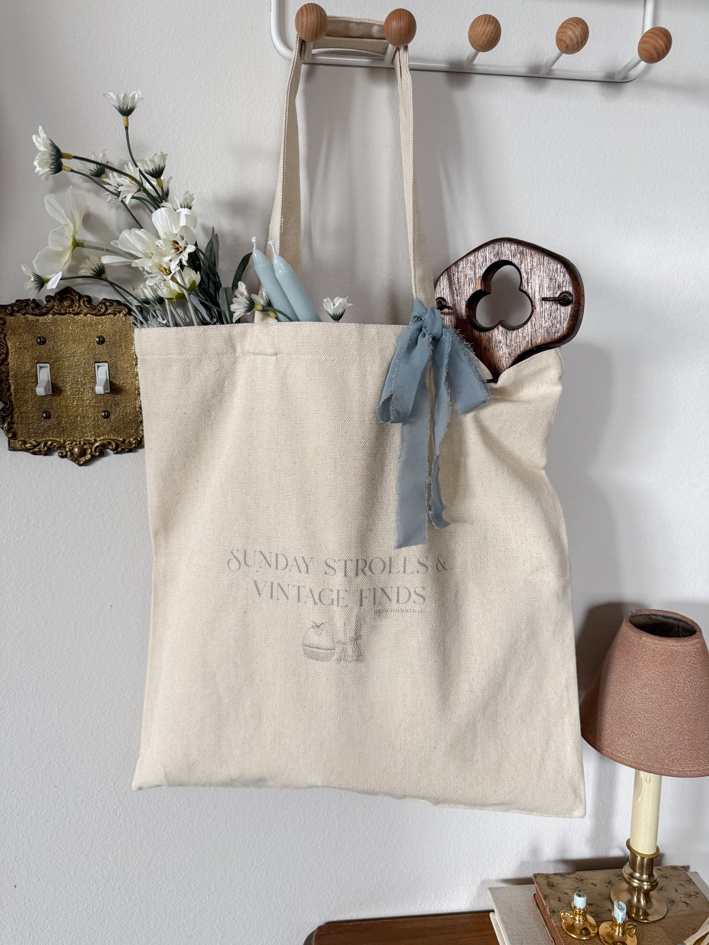 “Sunday Strolls & Vintage Finds” Market Tote