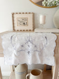Vintage Blue Floral Embroidered & Scalloped Table Runner