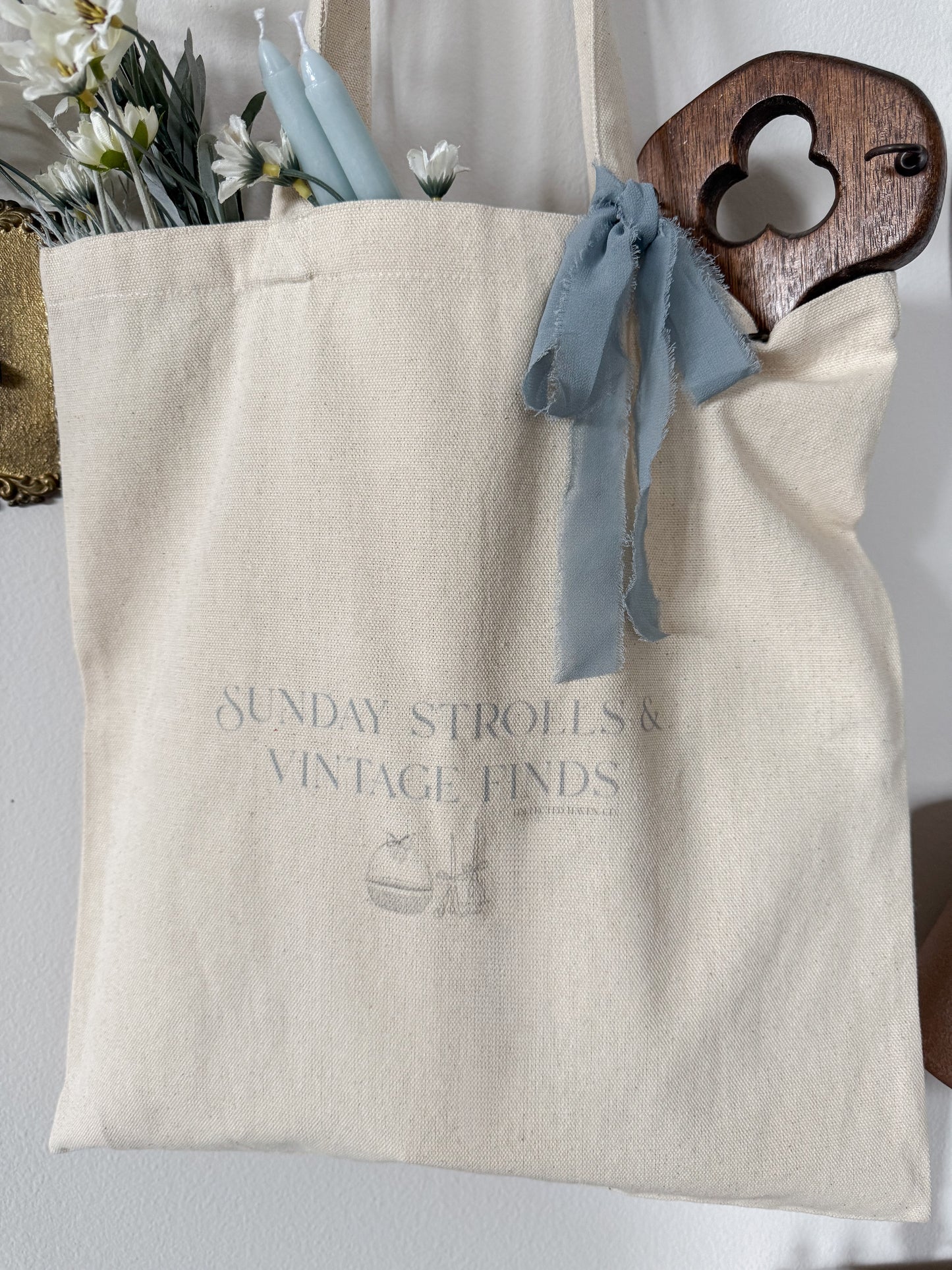“Sunday Strolls & Vintage Finds” Market Tote