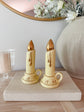 Vintage Yellow/Gold Bow Candle S+P Shakers