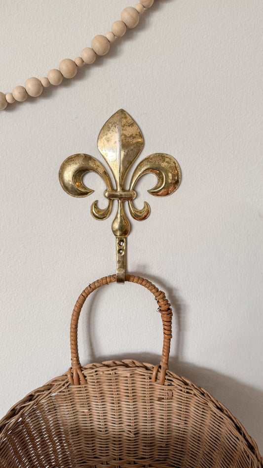 Vintage Brass Fleur-de-lis Wall Hook