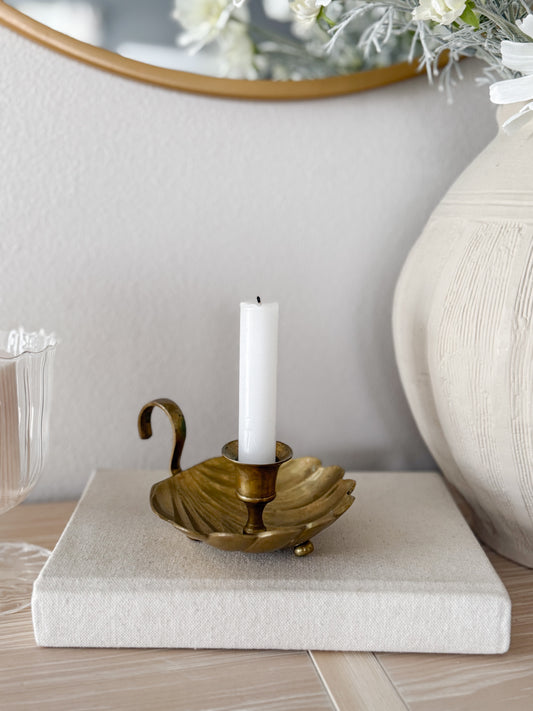 Vintage Brass Shell Candleholder