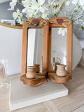 Vintage Wooden Mirrored Heart Sconces