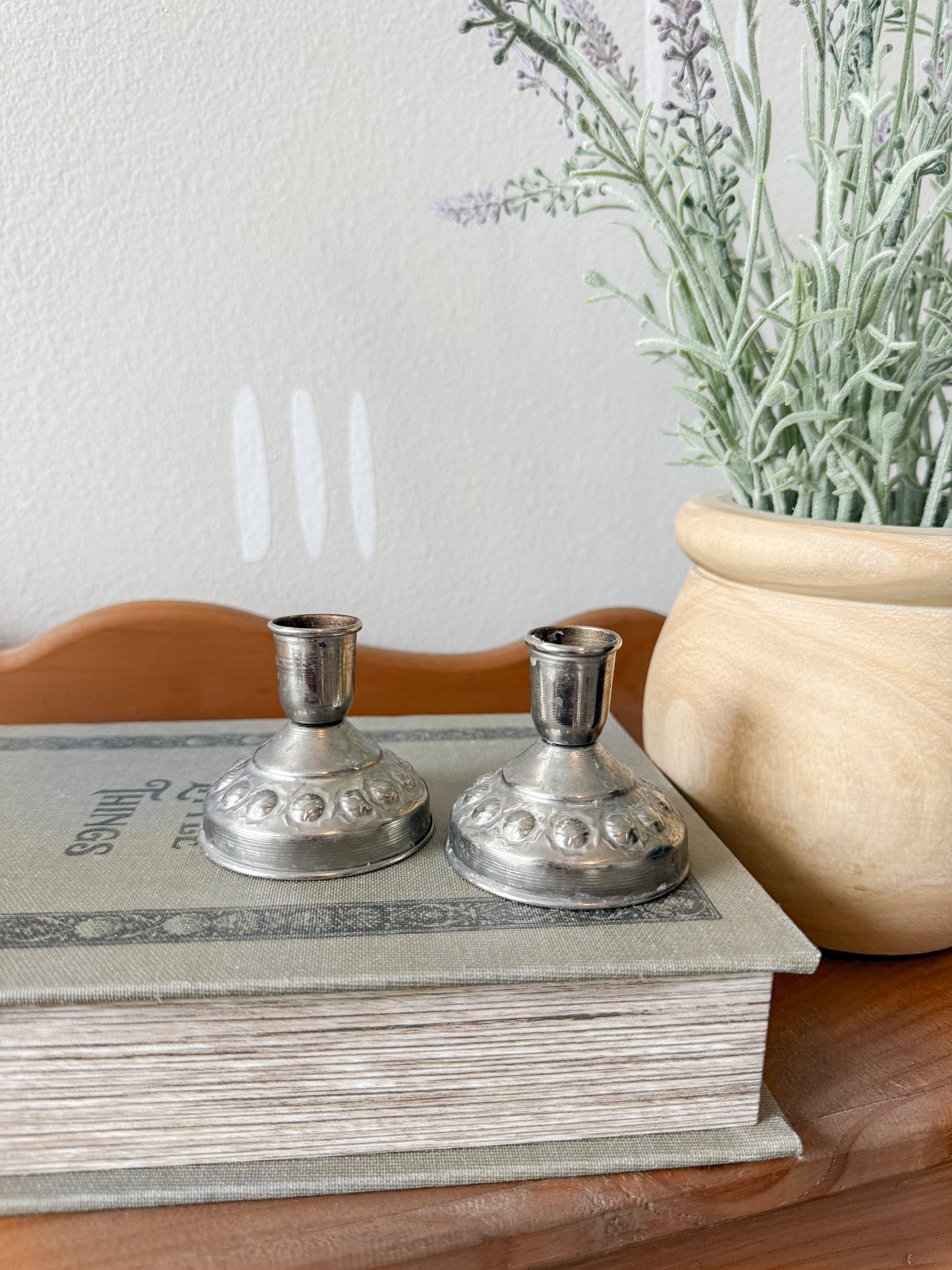 Vintage Silver Beaded Candleholders