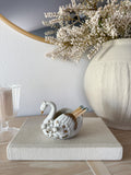 Vintage Porcelain Floral Swan Planter/Match Holder