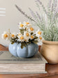 Vintage Blue Scalloped Pottery Planter