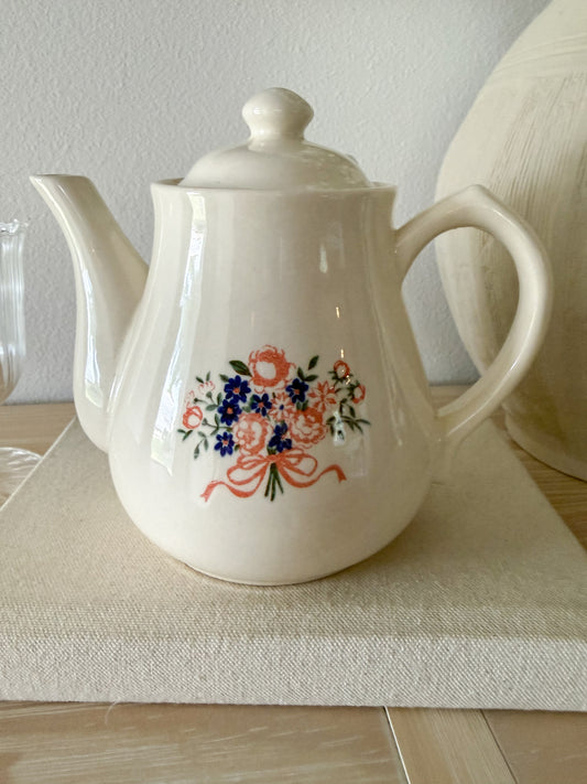 Vintage Floral & Bow Teapot