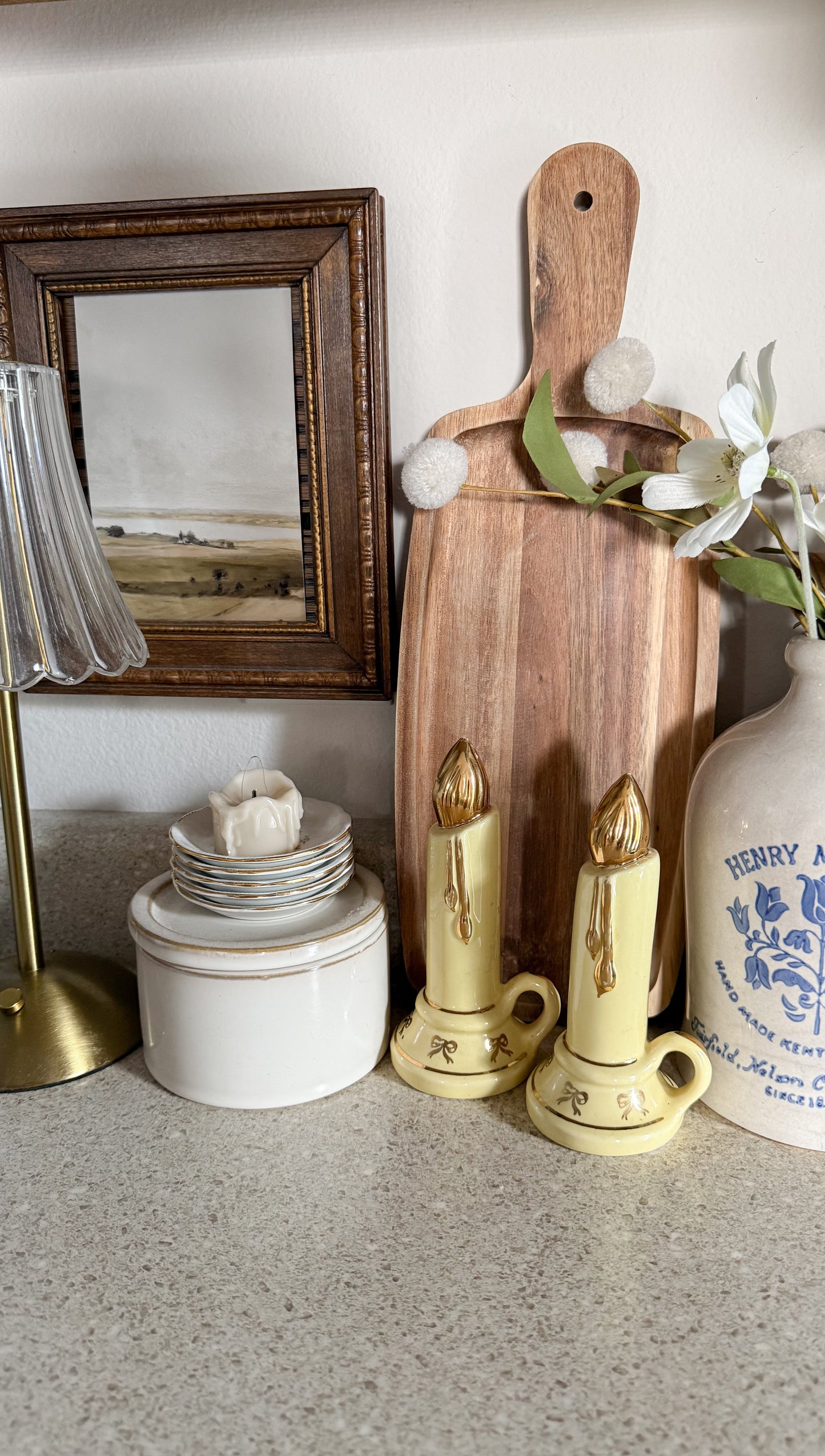Vintage Yellow/Gold Bow Candle S+P Shakers