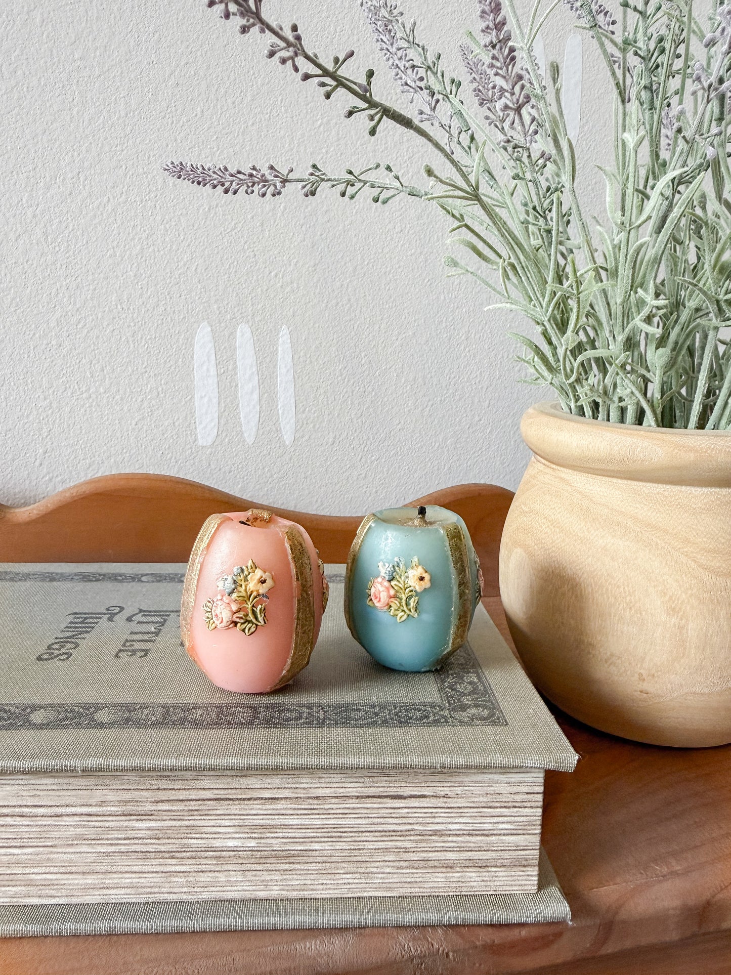 Vintage German Floral Egg Candles