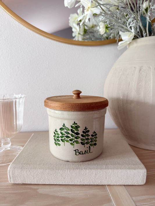 Vintage Roseville Hand-Painted Basil Crock