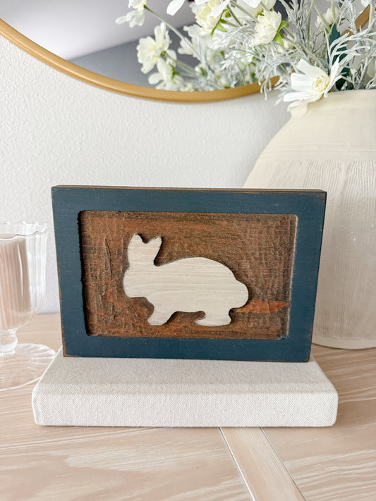 Vintage Wooden Bunny Wall Plaque