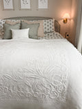 Vintage White Floral Matelassé Coverlet