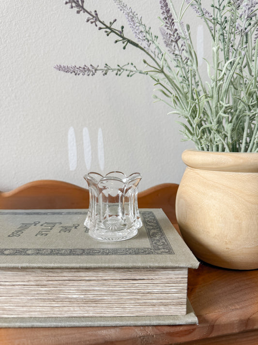 Vintage Scalloped Glass Match Holder or Votive