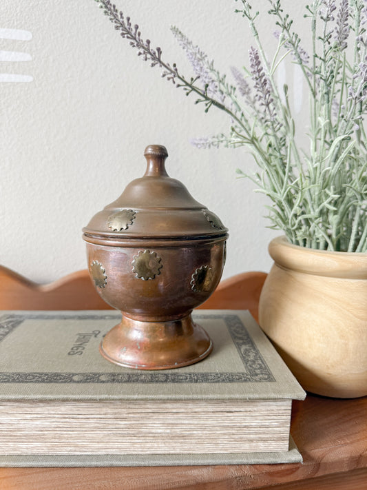 Vintage Copper & Brass Sunburst Decanter