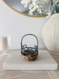 Vintage Mini Basket with Blue Detailing
