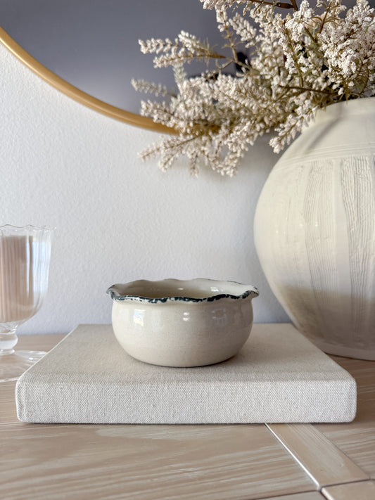Vintage Scalloped Pottery Dish