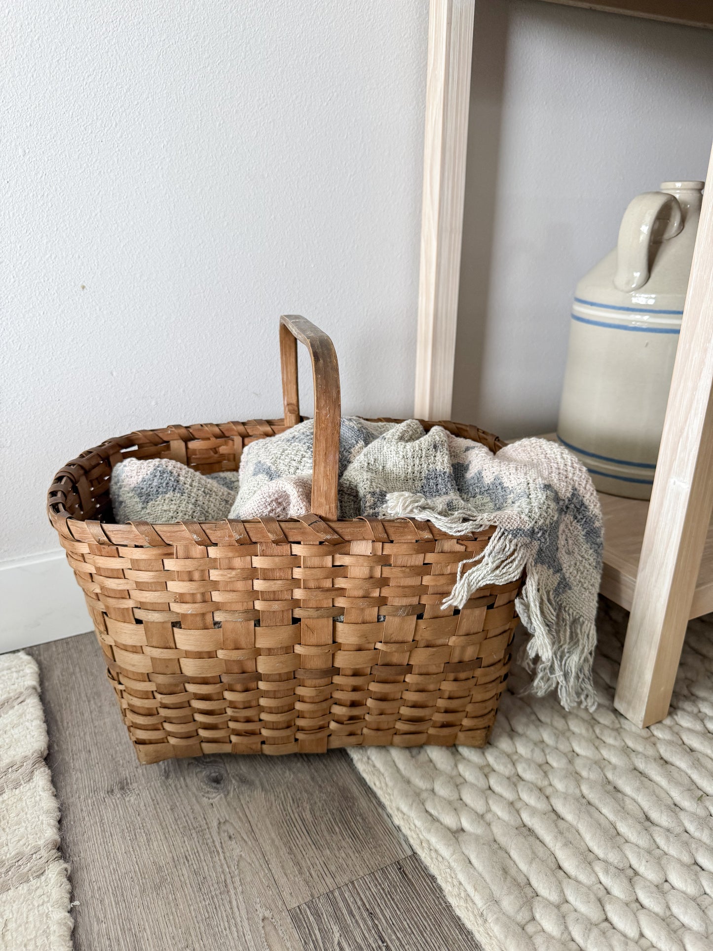 Vintage Handwoven Large Basket