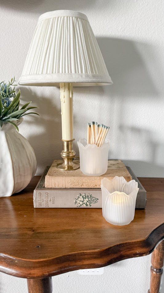 Vintage Frosted Tulip Votives/Match Holders