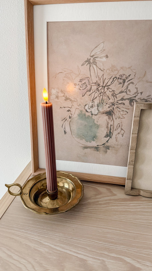 Vintage Scalloped Brass Candleholder